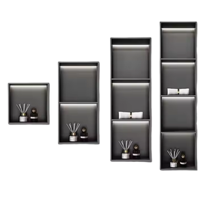 <span class=keywords><strong>Niche</strong></span> murale de salle de bain moderne personnalisée à 1, 2 ou 3 niveaux avec éclairage LED et construction en acier inoxydable - Product Image 3