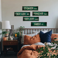 Letrero Metálico de Metal Retro Stoner Street Sign High St Mary Jane Lane, Decoración de Pared para Man Cave, Bar, Hogar, Decoración de Habitación Stoner