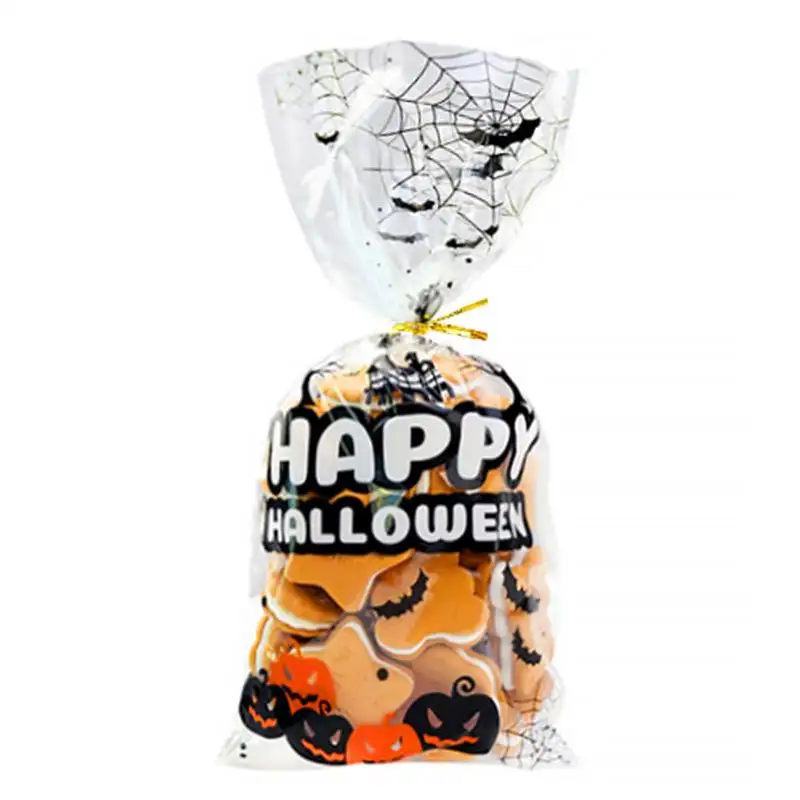 Halloween candy bag black bat pumpkin castle plastic bag cookie gift bag 50pcs