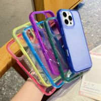 Coque de téléphone transparente 2-en-1 effet gelée couleur bonbon antichoc avec pare-chocs rigide pour iPhone 16 15 14 13 12 11 Pro Max Plus