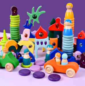 Blocs de construction <span class=keywords><strong>en</strong></span> <span class=keywords><strong>bois</strong></span> colorés créatifs château de jouets éducatifs pour enfants de 2 à 4 ans emballé dans une boîte - Product Image 3