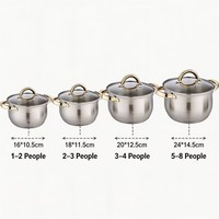 Ensemble de casseroles modernes en acier inoxydable triple couche, écologiques, compatibles lave-vaisselle, avec couvercles en verre, compatibles induction