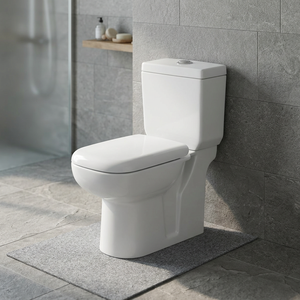 WC moderne en céramique, forme carrée, deux pièces, avec couvercle de siège inclus - Product Image 1