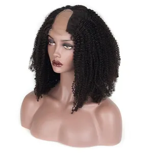 Афро кудрявый парик U-образной формы, 100% монгольские человеческие волосы, парик среднего размера, размер 2*4 дюйма, парик Remy, плотность 150%