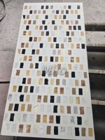 Grande dalle de terrazzo Palladiana ML-OT017 - Marbre jaune et noir avec base noire pour table de chambre et table à manger - Durable et écologique