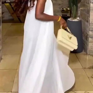 Vestido Maxi Plisado sin Mangas para Mujer - Vestido Formal Fluido con Cuello en V Profundo, Estilo Africano - Product Image 3