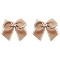 Barrettes à nœuds en ruban décorées de perles coréennes pour enfants, accessoires pour queue de cheval à l'arrière de la tête
