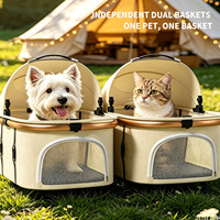 Poussette pliable double pour animaux de compagnie, chariot de voyage multifonctionnel à double cabine, aluminium léger à un bouton, en stock
