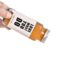 Tùy Chỉnh Rõ Ràng Pháp Vuông 250Ml 350Ml 500Ml Lạnh Ép Cà Phê Sữa Trà Uống Nước Trái Cây Chai Thủy Tinh 16Oz Nước Giải Khát Chai Với Nắp - Product Image 2