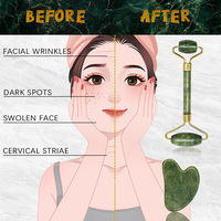 Masseur facial à domicile - Rouleau de jade pour le soin et le massage du visage, outil facial en pierre, rouleau de jade et Gua Sha