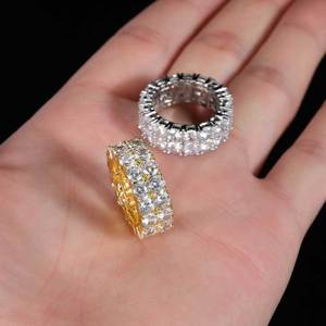 Bague Éternité Double Rangée en Moissanite GRA VVS Personnalisée en Gros, Plaqué Or Argent 925, Style Hip Hop, Sertissage Diamant Iced Out, Bijoux Bling - Product Image 1