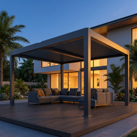 Pergola extérieure moderne à toit à lames orientables, en alliage d'aluminium étanche, avec ouverture horizontale et moustiquaire magnétique – Cadeau idéal