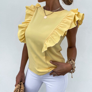 Áo Sơ Mi Ren Hoa Tay Ngắn Màu Trắng, Áo Thun Nữ Ngắn Tay - Product Image 4