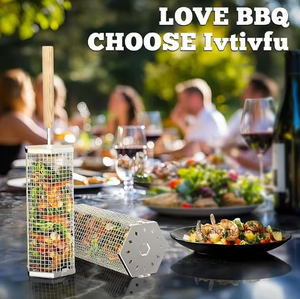 Grille de <span class=keywords><strong>barbecue</strong></span> en acier inoxydable de remplacement, fabrication OEM, robuste, anti-rouille, avec poignée résistante à la chaleur - Product Image 2