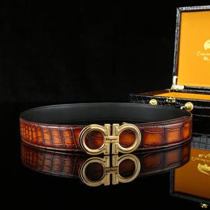 Ceintures de mode pour hommes en cuir de crocodile véritable de marque de luxe célèbre - Product Image 4