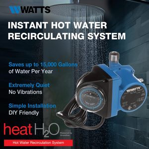 ระบบหมุนเวียนน้ำร้อน Watts Heat H2O พร้อมตัวตั้งเวลาแบบตั้งโปรแกรมได้ ปั๊มน้ำ 3.4 แกลลอนต่อนาที สำหรับน้ำร้อนทันที - Product Image 2