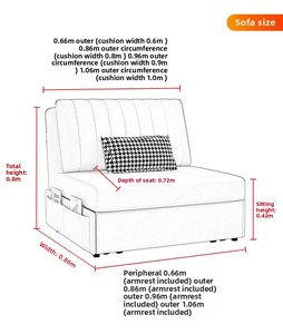 Canapé-lit multifonctionnel pour une <span class=keywords><strong>personne</strong></span> <span class=keywords><strong>Fauteuil</strong></span> pliable Rangement par ceinture à double usage pour le salon - Product Image 5
