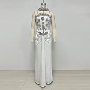 <span class=keywords><strong>Robe</strong></span> <span class=keywords><strong>longue</strong></span> de soirée élégante de luxe sans bretelles, ornée de perles et de strass, style moulant, pour la vente en gros et le dropshipping - Product Image 2