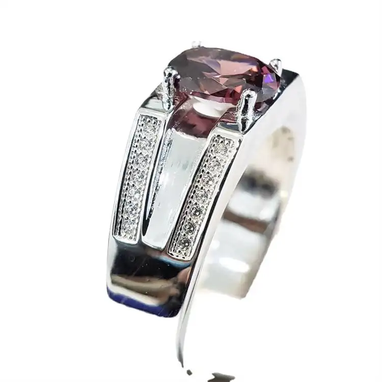 Gioielli di moda anello in argento gioielli in pietra lega intarsiata <span class=keywords><strong>zircone</strong></span> viola per donna