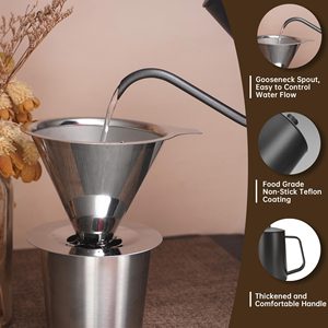 Ensemble de cafetière de haute qualité avec tasses, bouilloire à café manuelle, filtre et coffret cadeau - Product Image 2