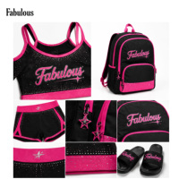 Setelan Latihan Cheerleading Custom Berhias Rhinestone, Bra Bertali Silang, Rok Pendek High Waist, Profesional untuk Tim Pemuda