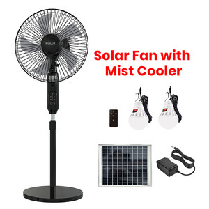 Solar-Deckenventilator mit Licht 16 Zoll Solar-Aufladbarer Standventilator Solarbetriebener Elektroventilator mit Solarpanel und Glühbirnen - Product Image 1