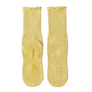 High Quality Designer Custom Crew Grip <b>Socks</b> – Double Line Floral Pattern Embroidery Logo Yoga Pilates <b>Socks</b> for Women - Product Image 1