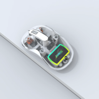 OEM 2-en-1 Rechargeable Souris Bouton Silencieux 2.4G Sans Fil + BT Double Modes Récepteur Transparent LED Rétro-Éclairé pour Ordinateur Portable/Bureau