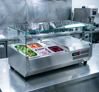 Table de préparation réfrigérée commerciale en acier inoxydable pour salades et sandwichs, station de préparation de condiments pour restaurants et pizzerias