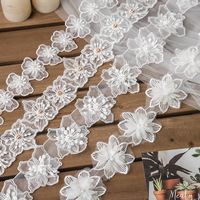 Personnalisé Blanc Perle Fleur Dentelle Ruban À Tricoter Dentelle Brodé Patchwork Fournitures De Couture Artisanat pour Robe