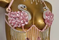 Nouvel ensemble de costumes de carnaval Samba sexy faits main avec soutien-gorge et culotte ornés de pierres, motif Cygne Rose avec ceinture, pour EDC, soirées Rave et Mardi Gras