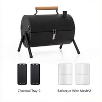Barbecue familial portable en acier inoxydable, dispositif de sécurité anti-flamme, pliable double face pour mini-camping, pique-nique en plein air