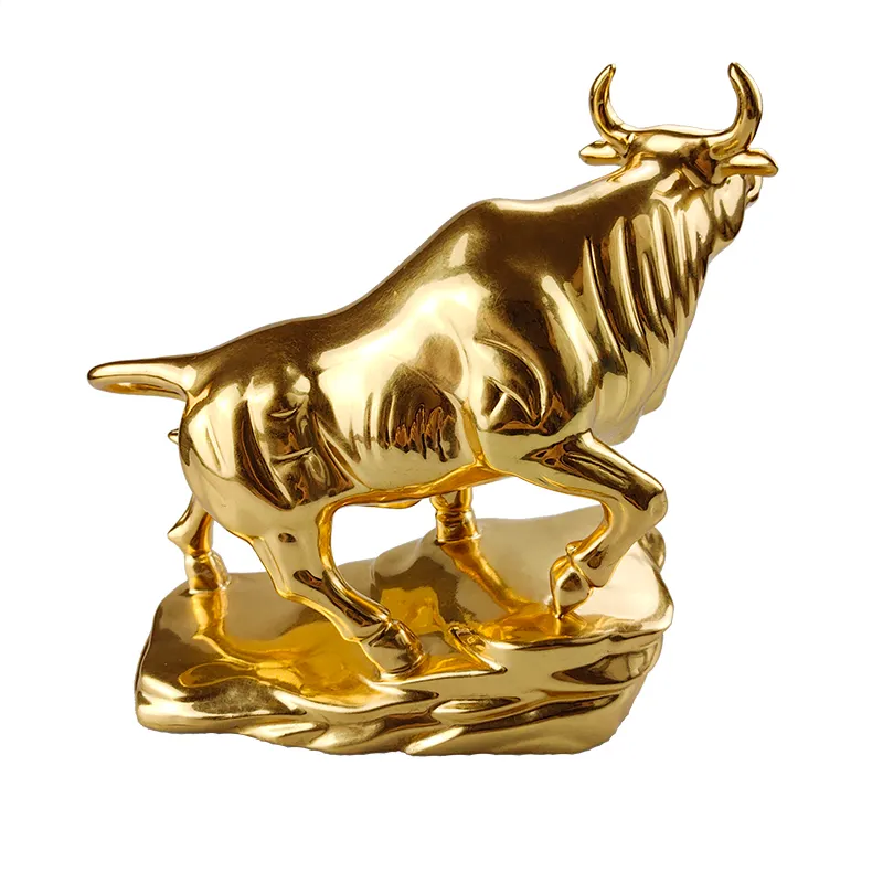 Fabriek Aanpassen Koperen Geit Standbeeld Producten Thuis Metalen Sculptuur Gouden Messing Stier Ornamenten Messing Sculptuur