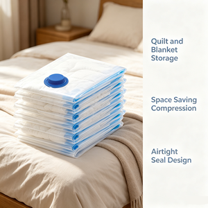 Transparent <b>Vacuum</b> Compression Storage <b>Bags</b> Foldable Space Saving Organizer Pouches for Clothes Blankets Bedding Travel - Product Image 2