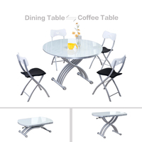 Table basse Convertible à poser sur le dessus, meuble de salon, en verre, extensible, permettant de gagner de l'espace, Table basse, offre spéciale