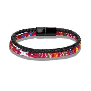 नायलॉन + चमड़े की रस्सी ब्रैसलेट सामान रंग नायलॉन कॉर्ड हाथ से बनाया गया सोने के गहने - Product Image 4