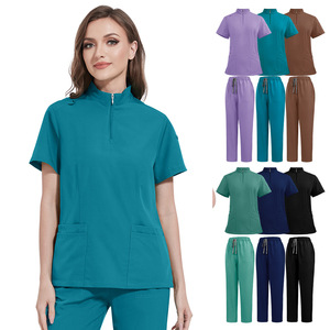 42108 Custom Nurse Scrubs Zipper Collar Unisex Twill Fabric Hospital Workwear Overalls Medical Uniform - Product Image 2