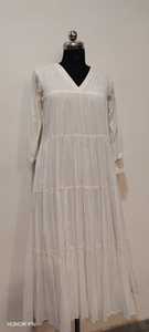 Vestido Maxi de Algodón Bordado con Cuello en V y Manga Tres Cuartos, Color Blanco, para Mujer, Estilo Indio/Pakistaní, Modesto, para Uso Diario, Estilo Veraniego - Product Image 4