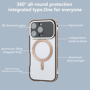 Coque magnétique transparente en gros pour iPhone 17 15 16 Pro Max Plus avec protection d'écran HD et cadre métallique en aluminium antichoc - Product Image 5