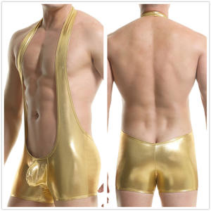 <span class=keywords><strong>Lingerie</strong></span> Érotique en Cuir de Type Singlet de Lutte Sexy Grande Taille <span class=keywords><strong>Homme</strong></span> Body Combiné Catsuit Sous-Vêtements en Latex pour Hommes M L - Product Image 1