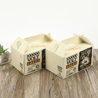 Boîte à poulet frit personnalisée avec poignée, résistante à la graisse, jetable, pour la vente en gros de plats à emporter en papier kraft