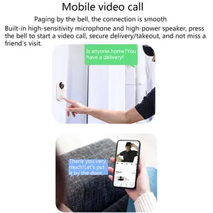 Casa inteligente campainha vídeo câmera, campainha de vídeo sem fio wi-fi 1080p campainha da porta com câmera visual campainha funciona com tuya alexa google home