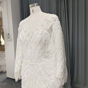 Vestido de Novia Sirena Lsany246 con Aplicaciones y Mangas Largas, Vestido de Novia con Escote Corazón, Cola de Trompeta, Vestido de Recepción Jancember - Product Image 4