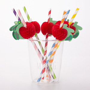 Apple Decorative <b>Paper</b> Straws Colorful Disposable Party Beverage Straws Straight Pipe Random Color <b>Biodegradable</b> - Product Image 2