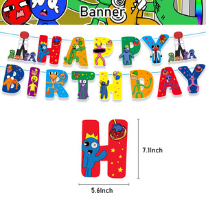 Decoración <span class=keywords><strong>de</strong></span> Fiesta <span class=keywords><strong>de</strong></span> Cumpleaños con Temática <span class=keywords><strong>de</strong></span> Rainbow Friends <span class=keywords><strong>de</strong></span> Fitspi, Guirnalda <span class=keywords><strong>de</strong></span> Banderines Estilo Arcoíris, Adornos para Pasteles y Cupcakes, Globos para Fiestas Infantiles - Product Image 2