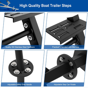 Marchepieds réglables pour <span class=keywords><strong>remorque</strong></span> de bateau, avec marches antidérapantes, marchepieds de <span class=keywords><strong>remorque</strong></span> pour bateaux à moteur et pontons - Product Image 6