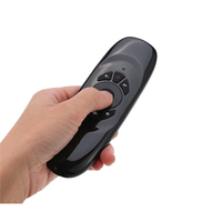 Télécommande universelle sans fil mini C120 2.4G avec souris aérienne et clavier, alimentée par piles AAA, noir/avec rétroéclairage