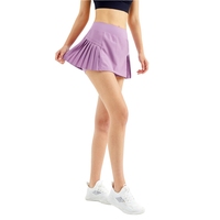 Legging rok tenis berlipit pinggang tinggi khusus wanita dengan saku samping