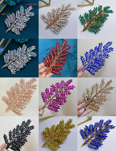 Pierre en verre fantaisie à dos plat, forme d'<span class=keywords><strong>arbre</strong></span> de Noël, bandeau, strass, appliques, patchs écologiques pour la décoration des cheveux de mariée - Product Image 4