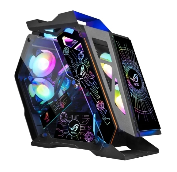 Mid Tower M-ATX Gaming Case Irregular ARGB RGB LED Computer PC Desktop Cabinet Chassis With Tempered Glass Front USB Ports
